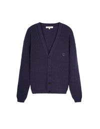 Cardigan Bold Fox Head à col V côtelé - Ink Blue