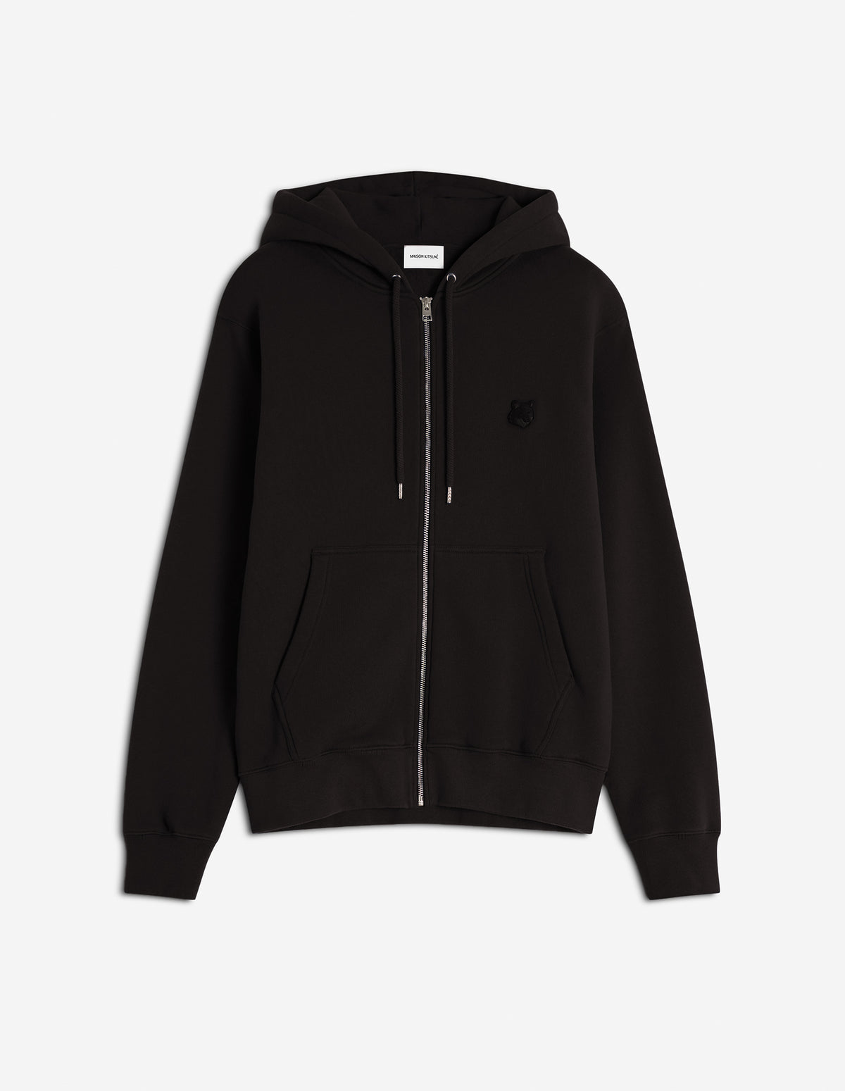 Bold Fox Head Patch Comfort Zipped Hoodie - Black