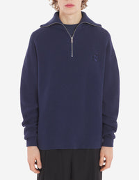 Pull Bold Fox Head à col zippé avec écusson - Ink Blue