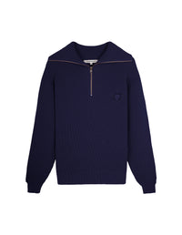 Pull Bold Fox Head à col zippé avec écusson - Ink Blue