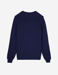 Pull Bold Fox Head à col zippé avec écusson - Ink Blue