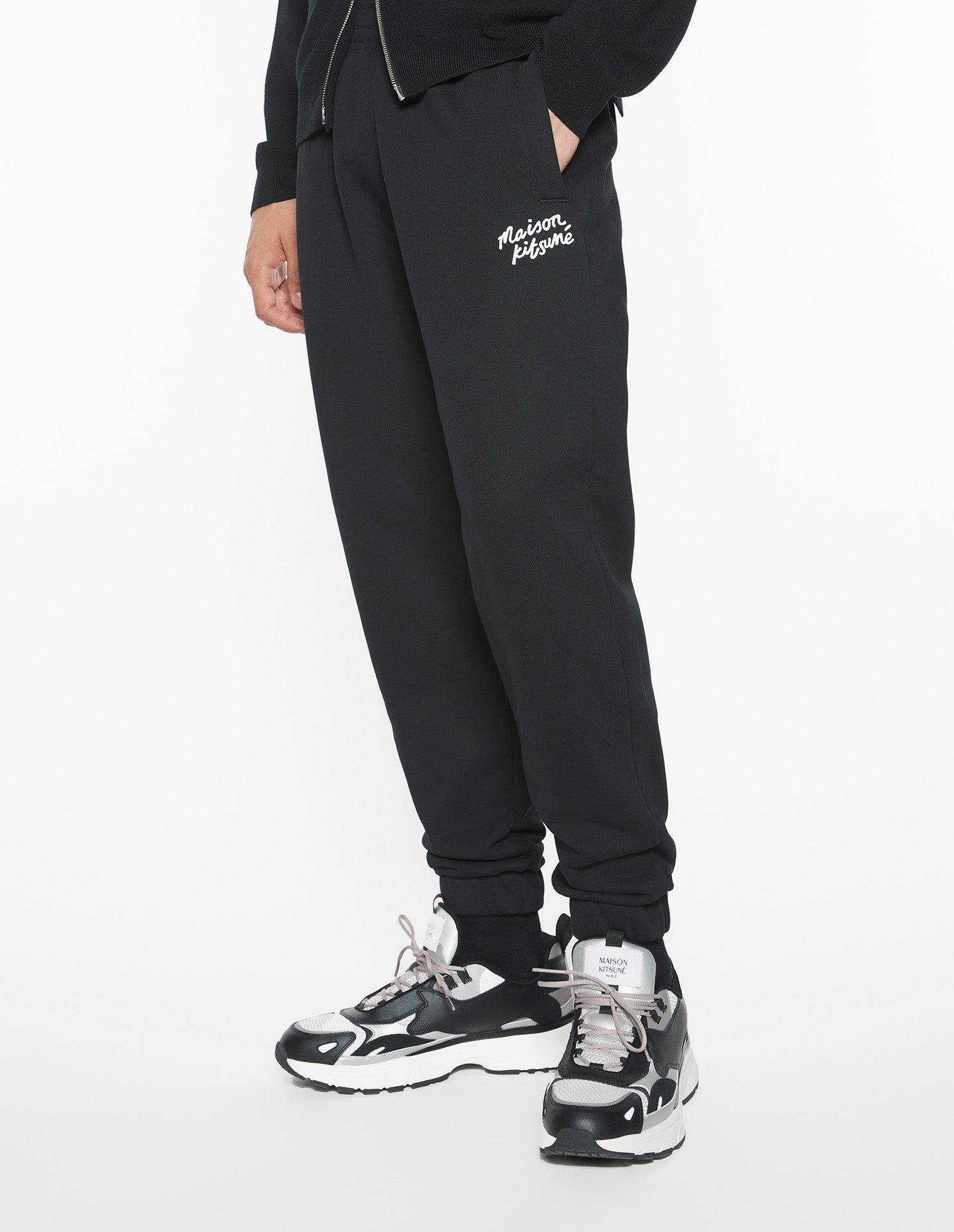 Maison Kitsuné Handwriting Comfort Jog Pants - Black/White Bicolor