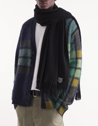 Écharpe Bold Fox Head en laine vierge - Black
