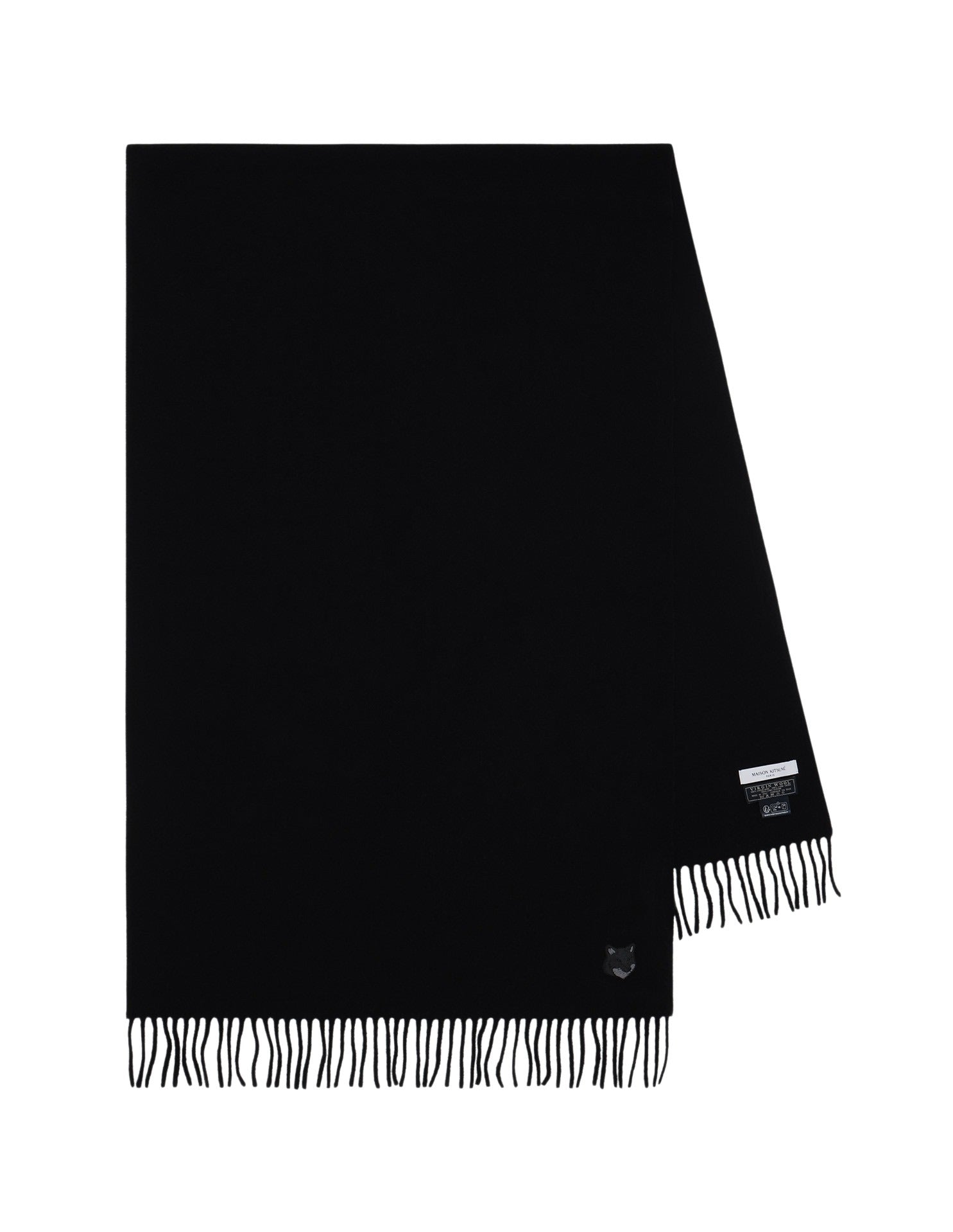 Écharpe Bold Fox Head en laine vierge - Black