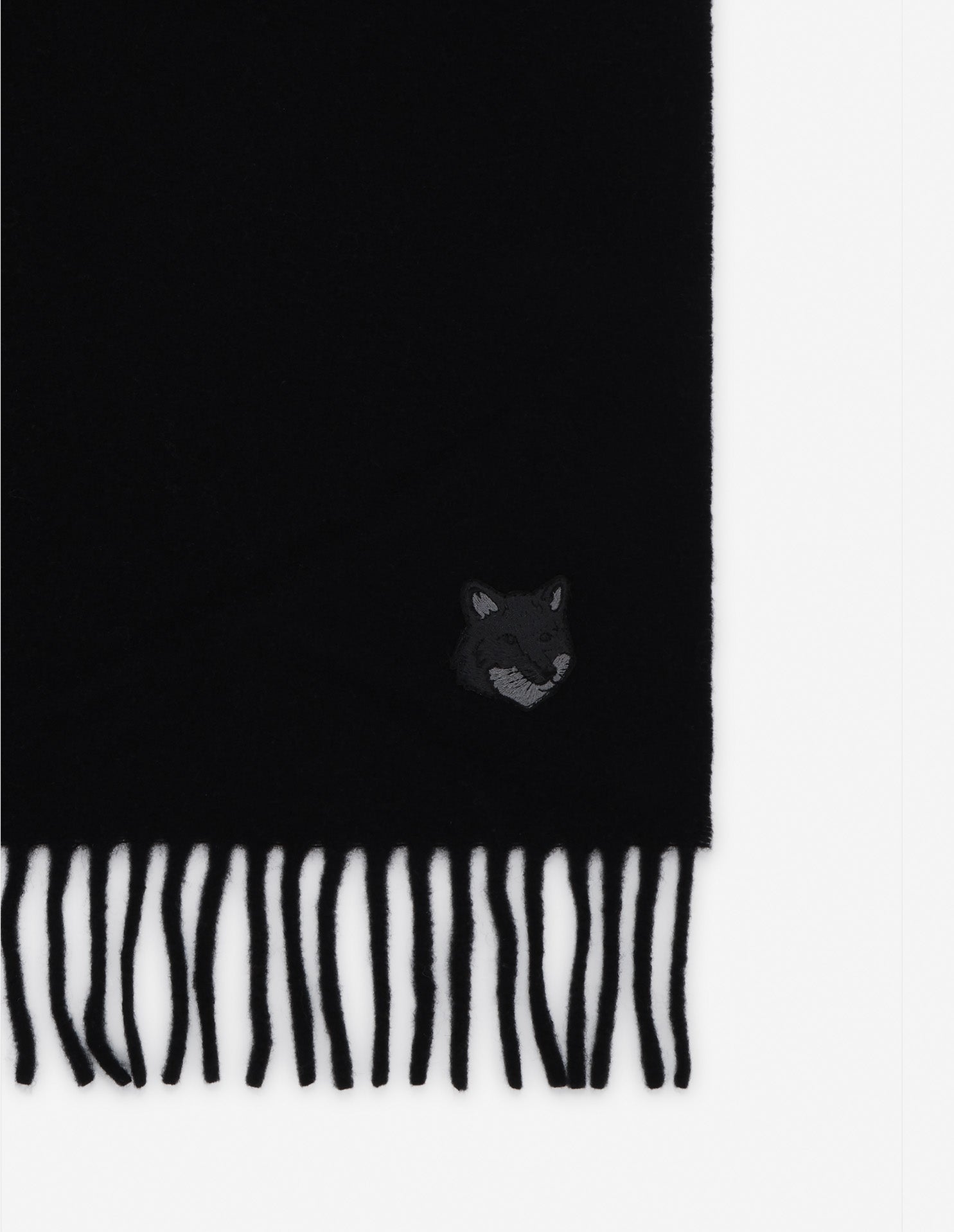 Écharpe Bold Fox Head en laine vierge - Black