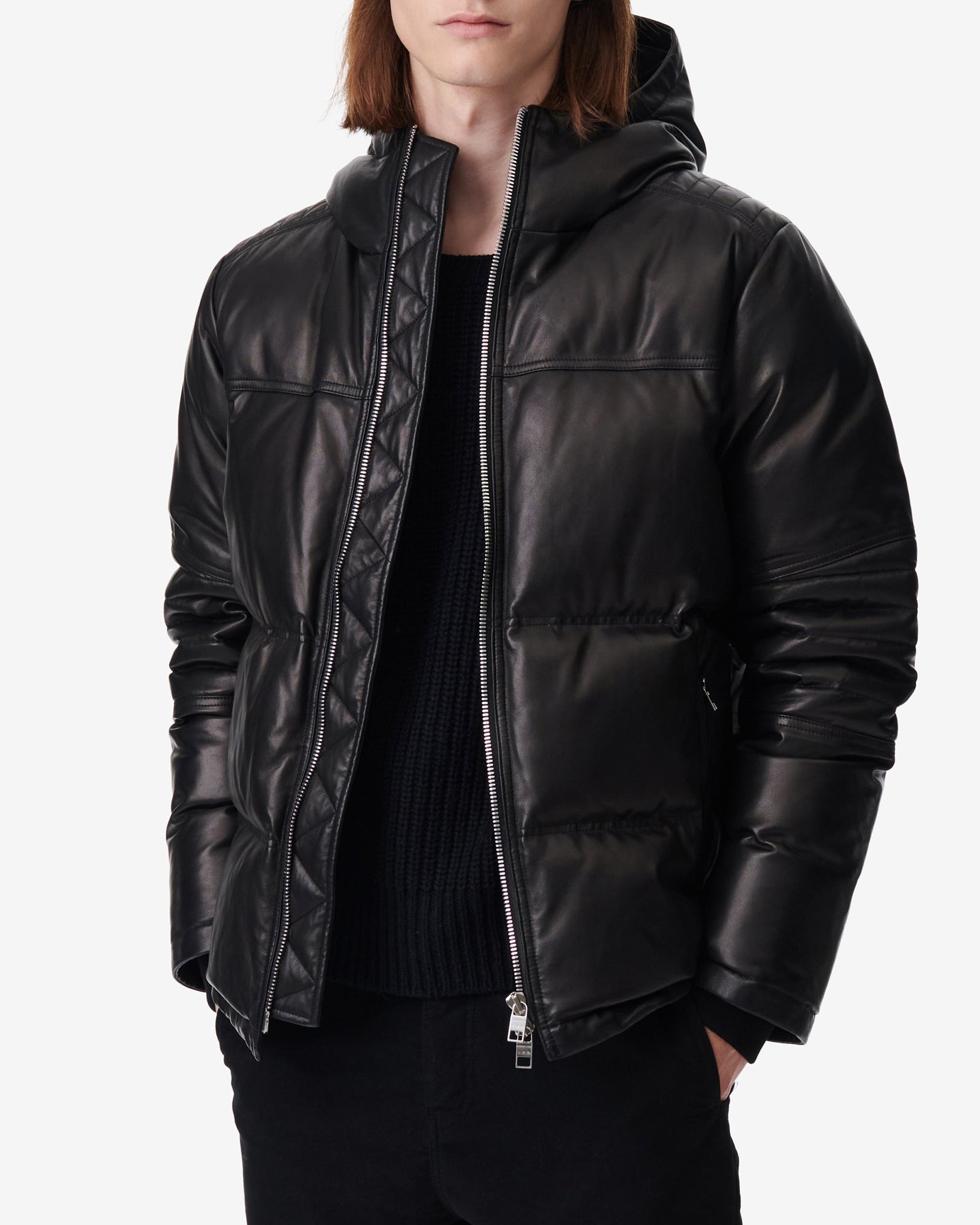 Keoni leather padded jacket - Black