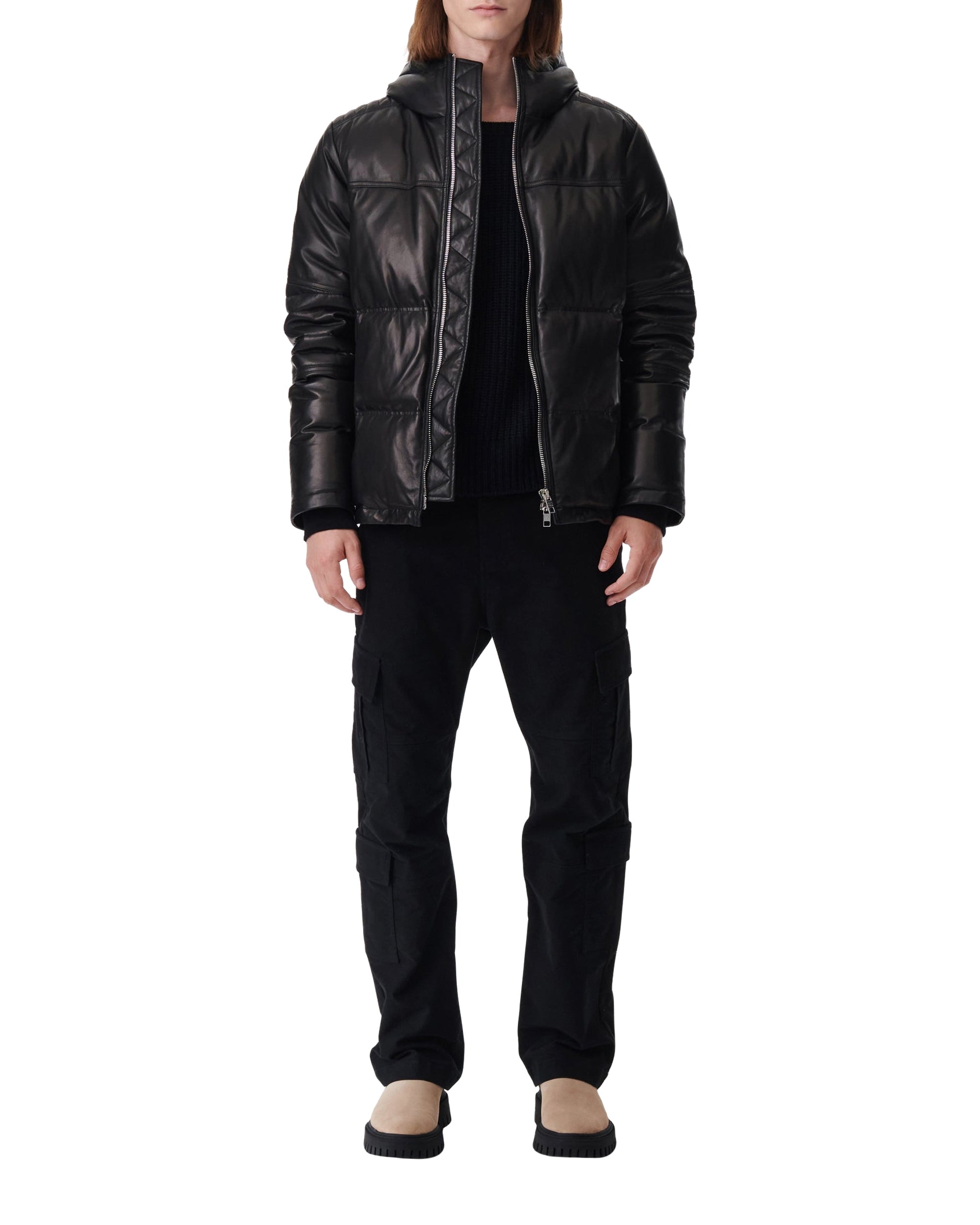 Keoni leather padded jacket - Black