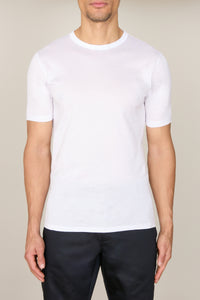 T-shirt à encolure ronde côtelée - Blanc