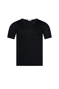 T-shirt à col V maille texturée - Noir