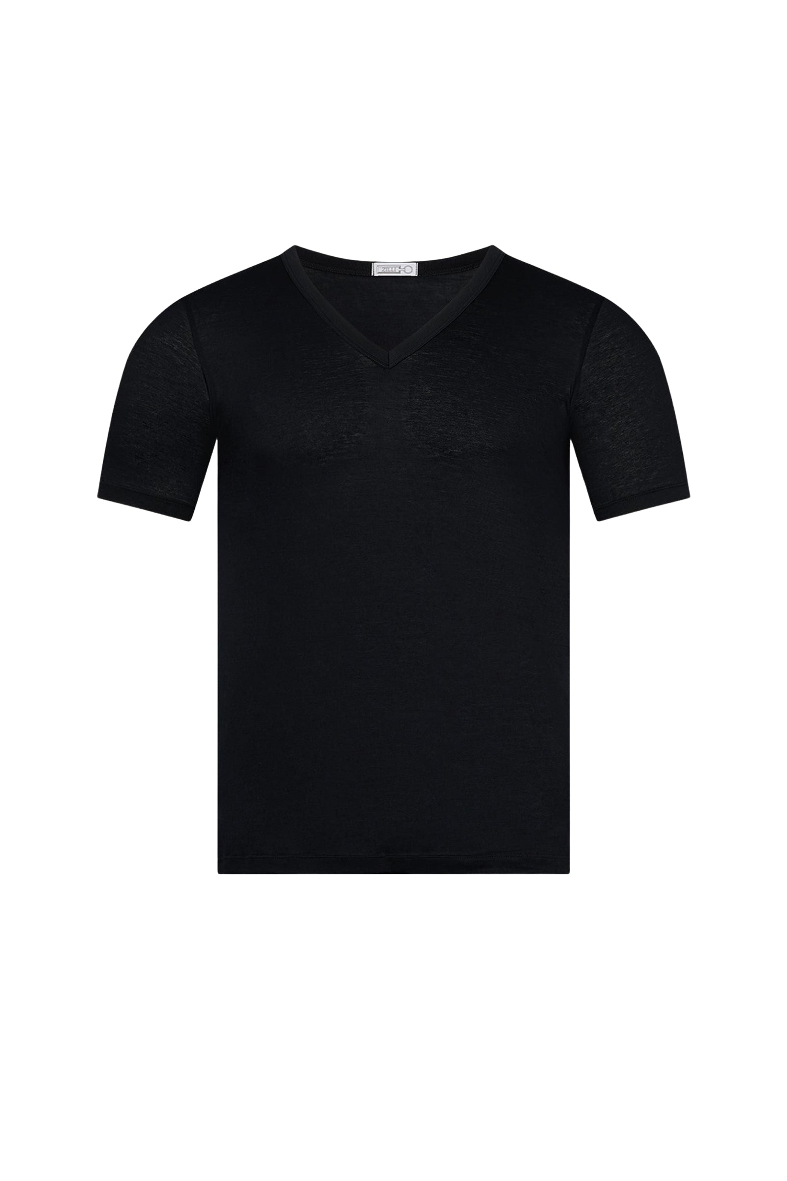 T-shirt à col V maille texturée - Noir