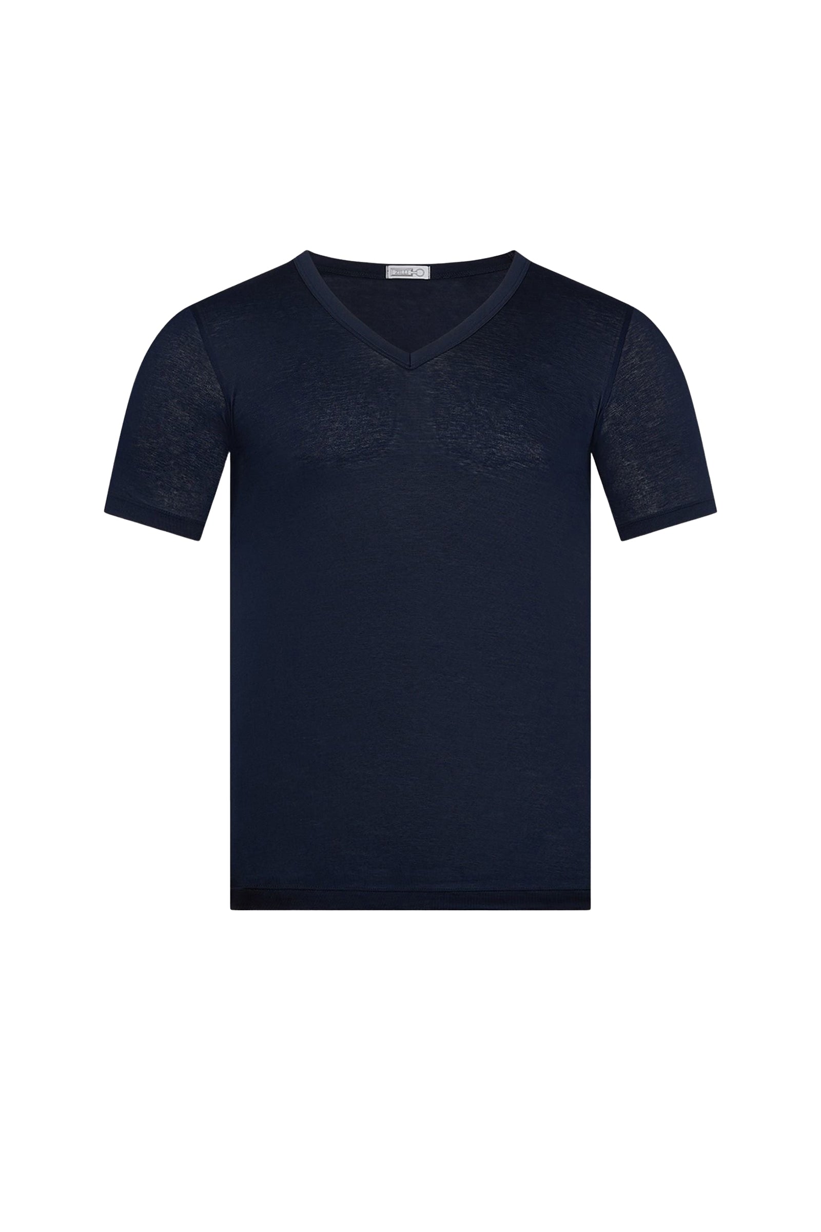 T-shirt à col V - Bleu