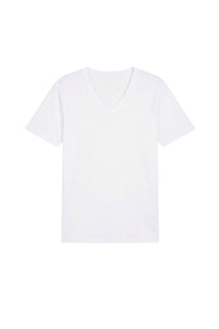 T-shirt à col V et surpiqûres - Blanc