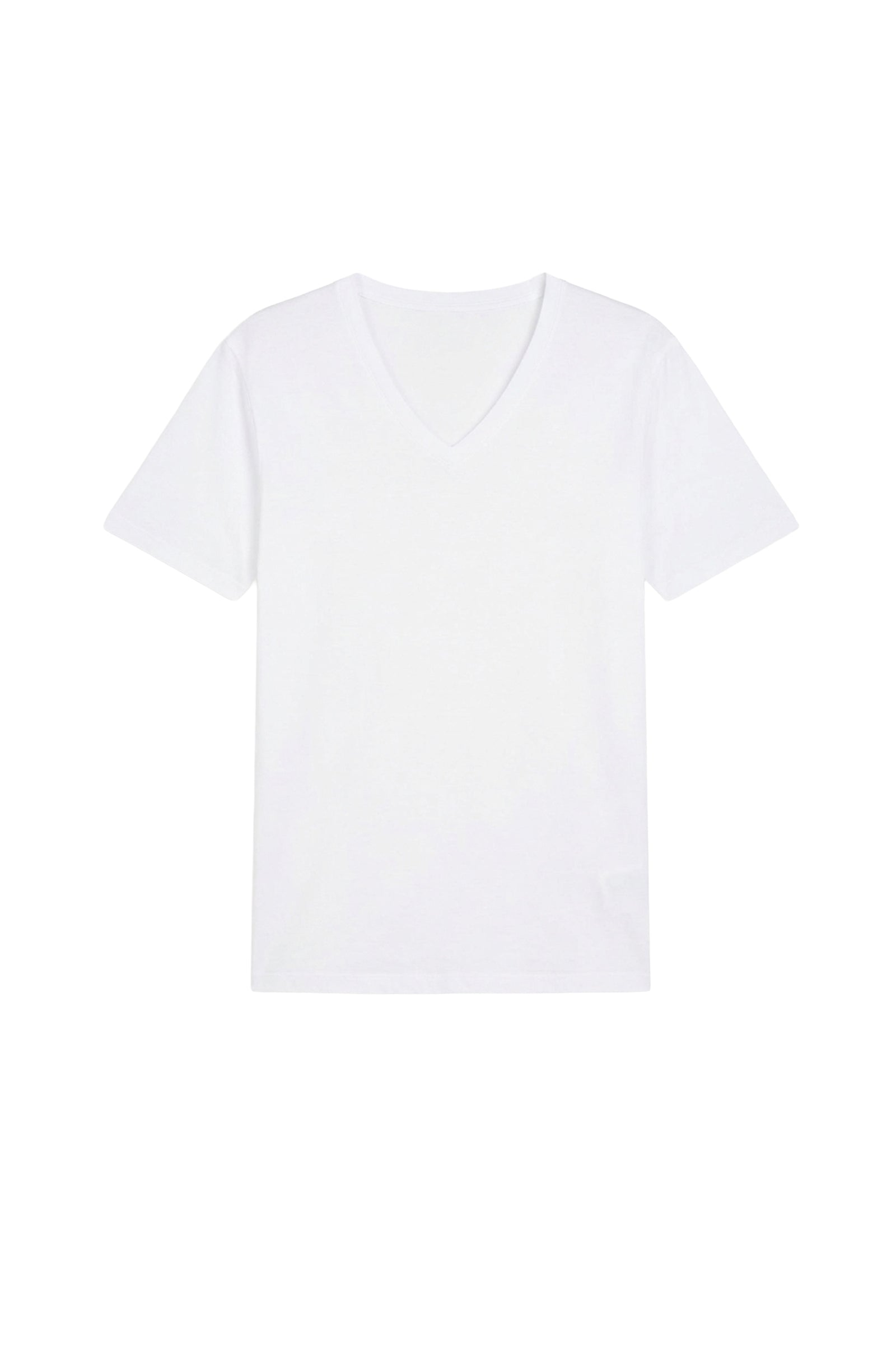 T-shirt à col V et surpiqûres - Blanc