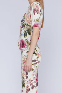 CARDIGAN MANCHES COURTES IMPRIMÉ ROSES