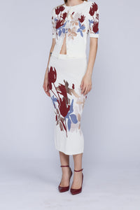 CARDIGAN BLANC FLEURS