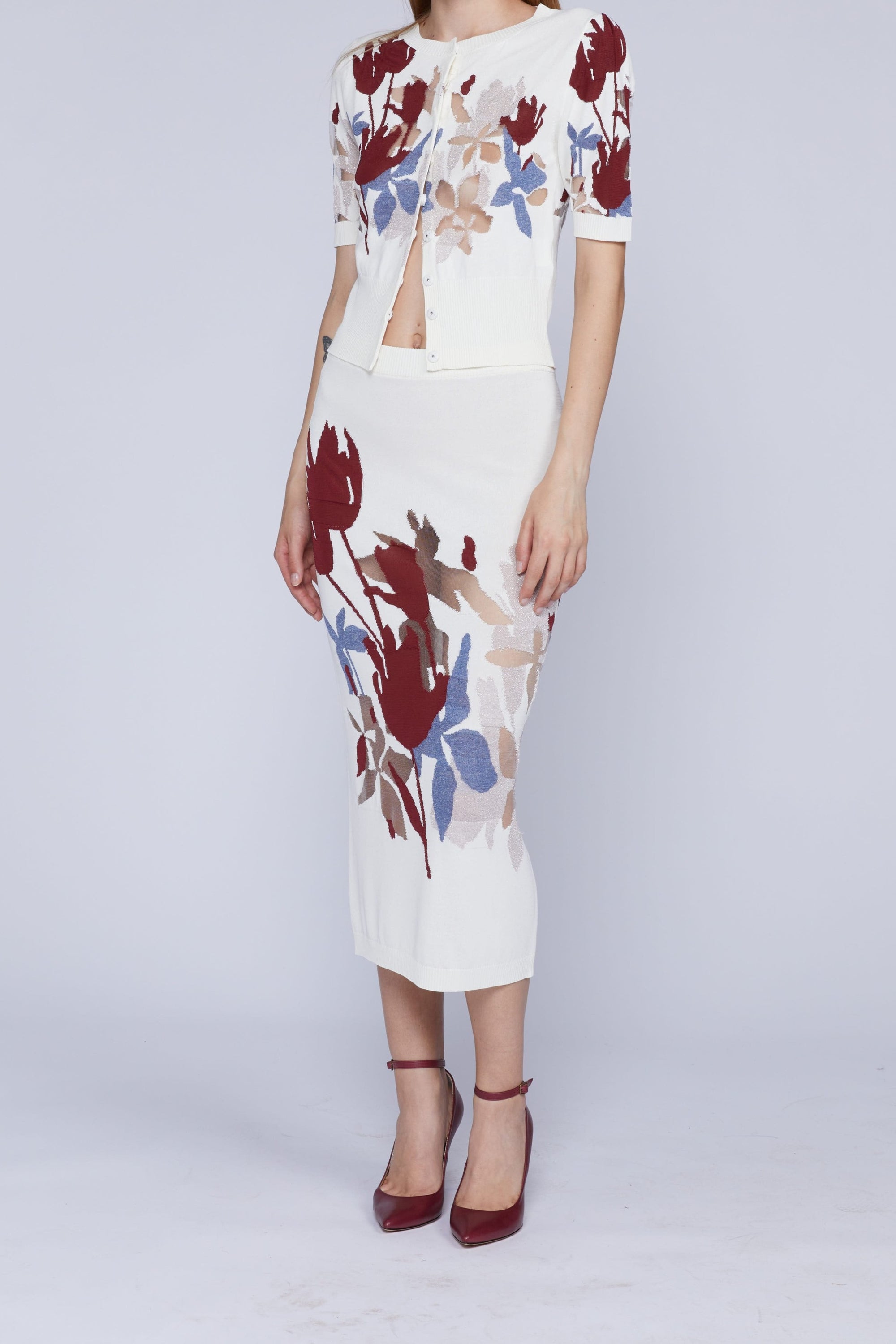CARDIGAN BLANC FLEURS