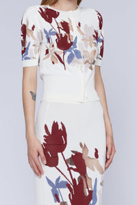 CARDIGAN BLANC FLEURS