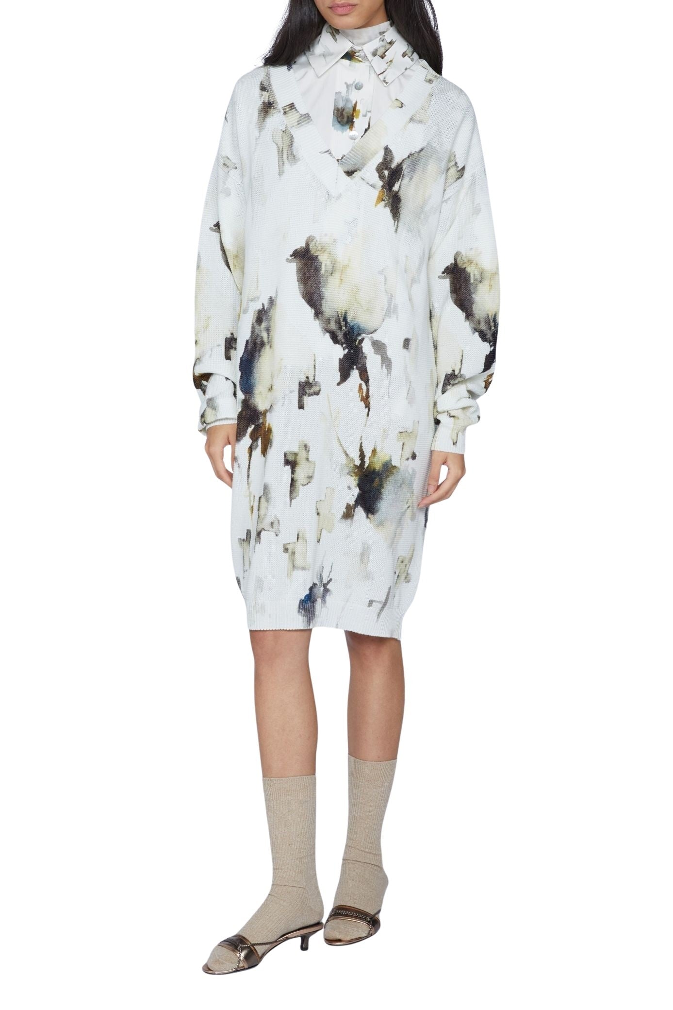 Robe en maille - Avorio Fantasia Grigio Perla