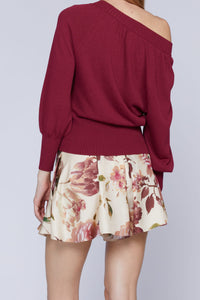 Pull tricoté manches longues - Bordeaux Rose