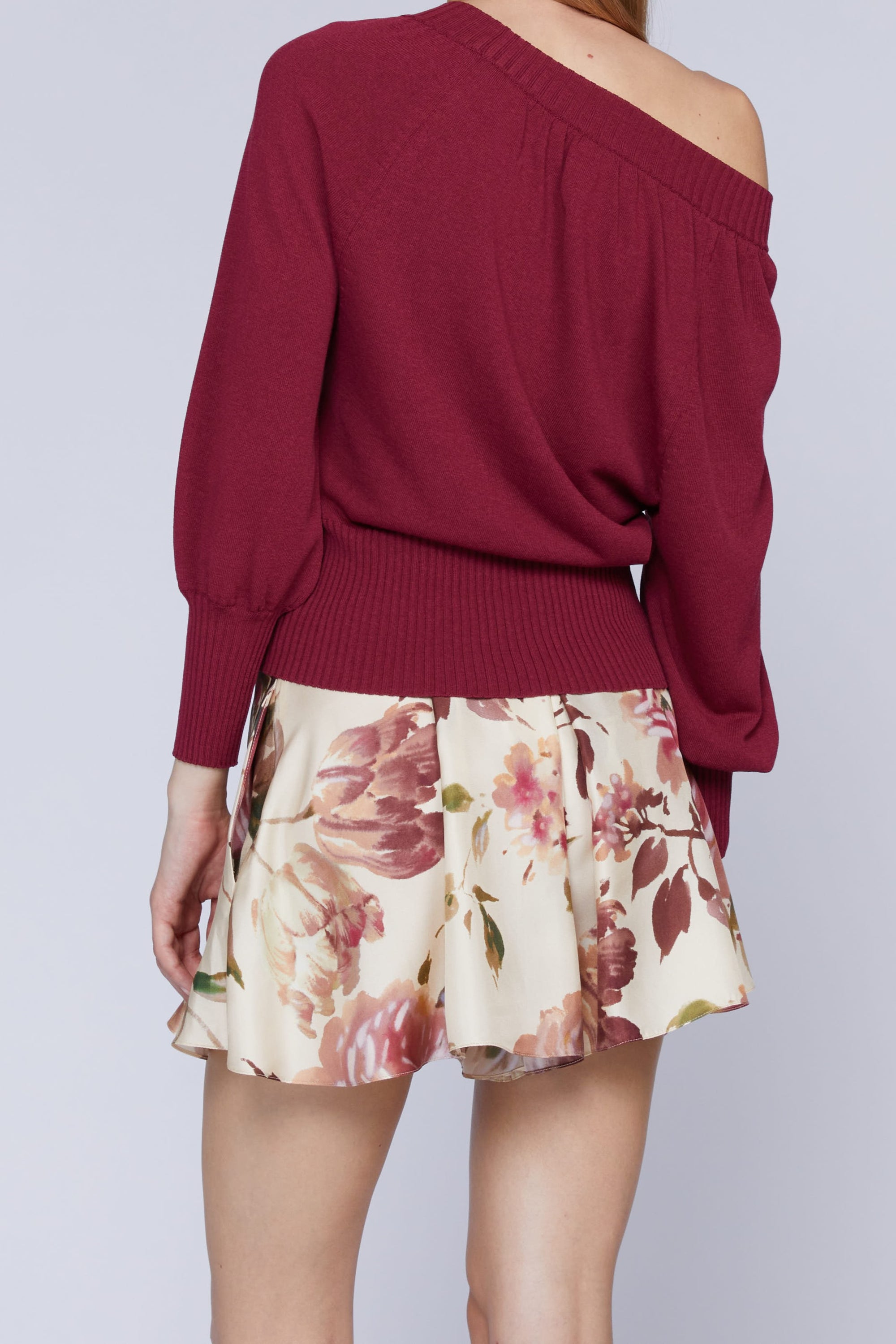 Pull tricoté manches longues - Bordeaux Rose