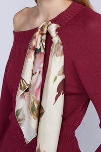 Pull tricoté manches longues - Bordeaux Rose