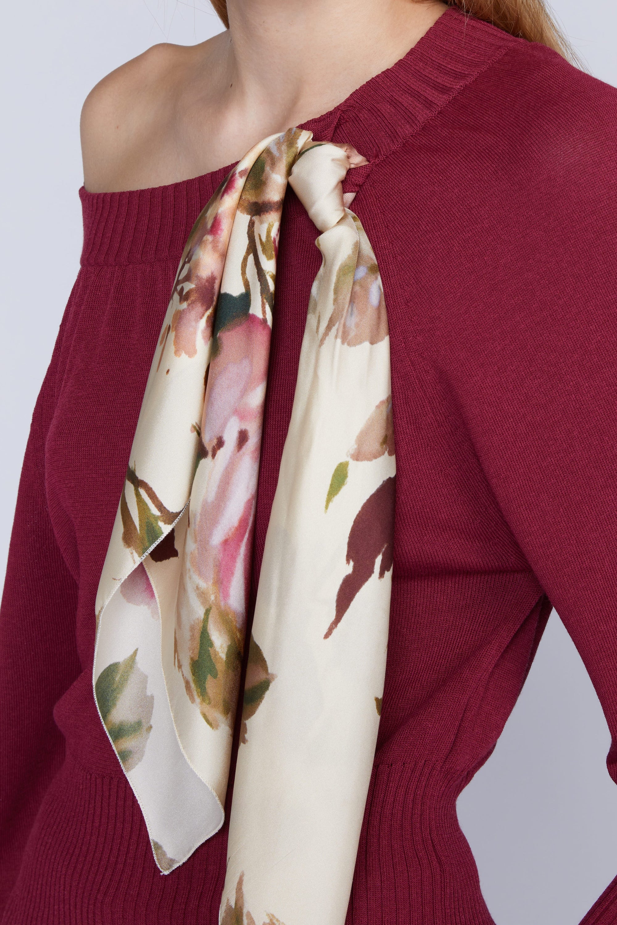 Pull tricoté manches longues - Bordeaux Rose