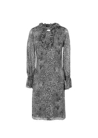 Robe volantée à motif animalier - Noir
