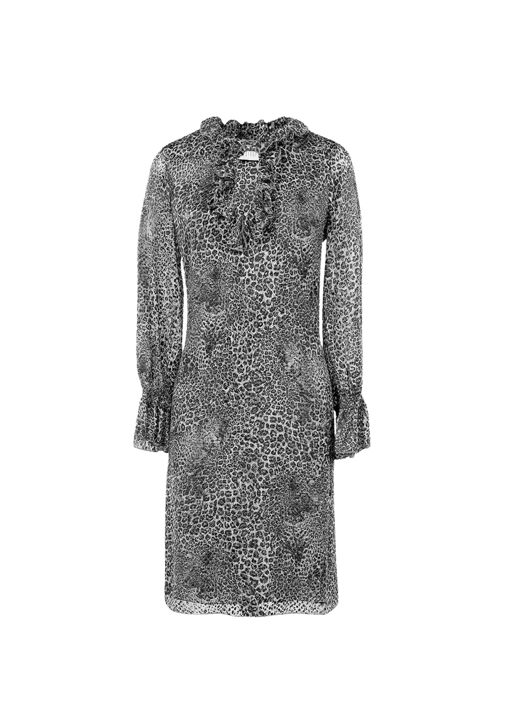 Robe volantée à motif animalier - Noir