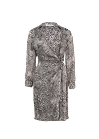 Robe cache-cœur à motif animalier - Noir