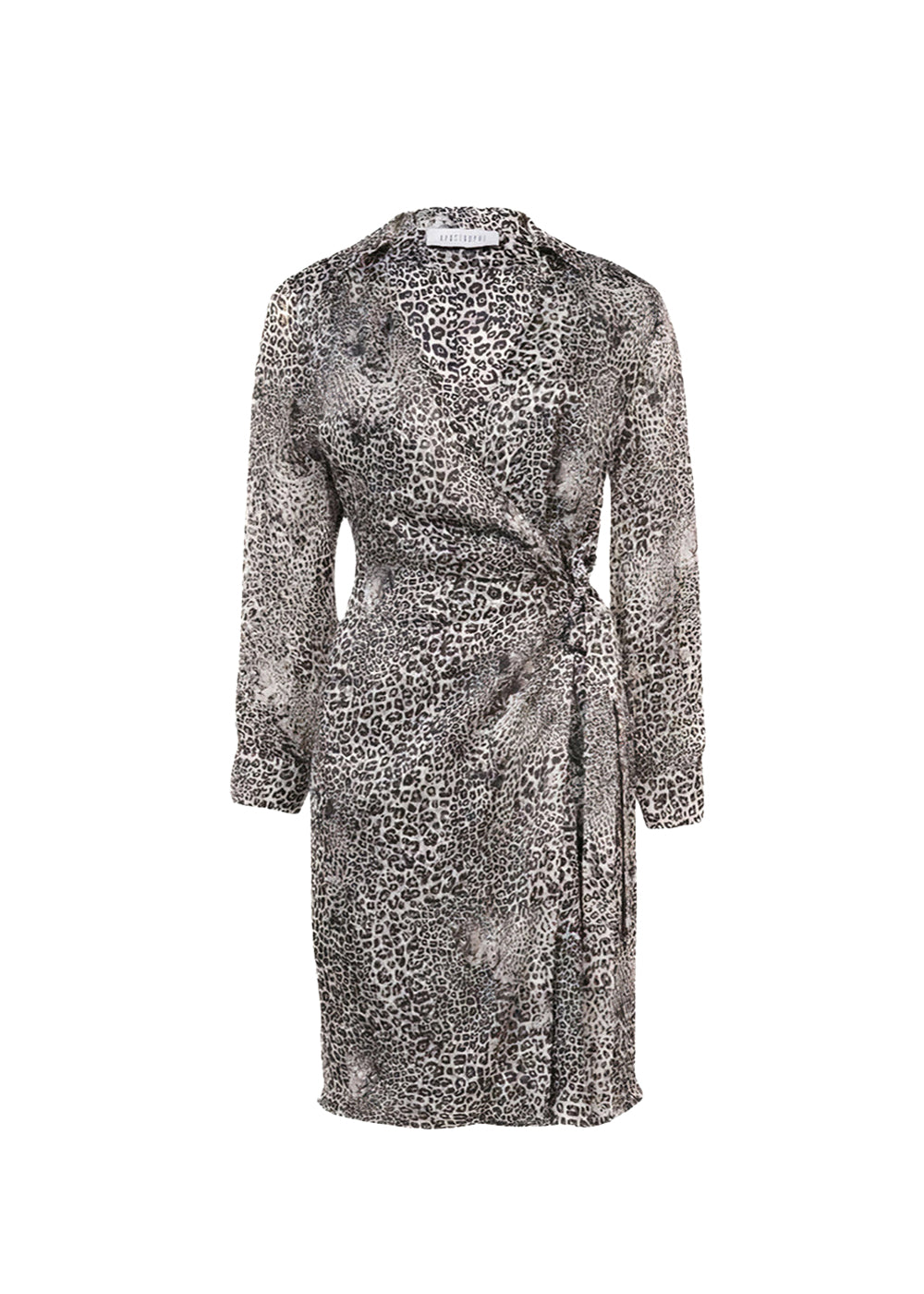 Robe cache-cœur à motif animalier - Noir