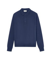 Polo 3 boutons en cachemire - Indigo