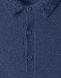 Polo 3 boutons en cachemire - Indigo
