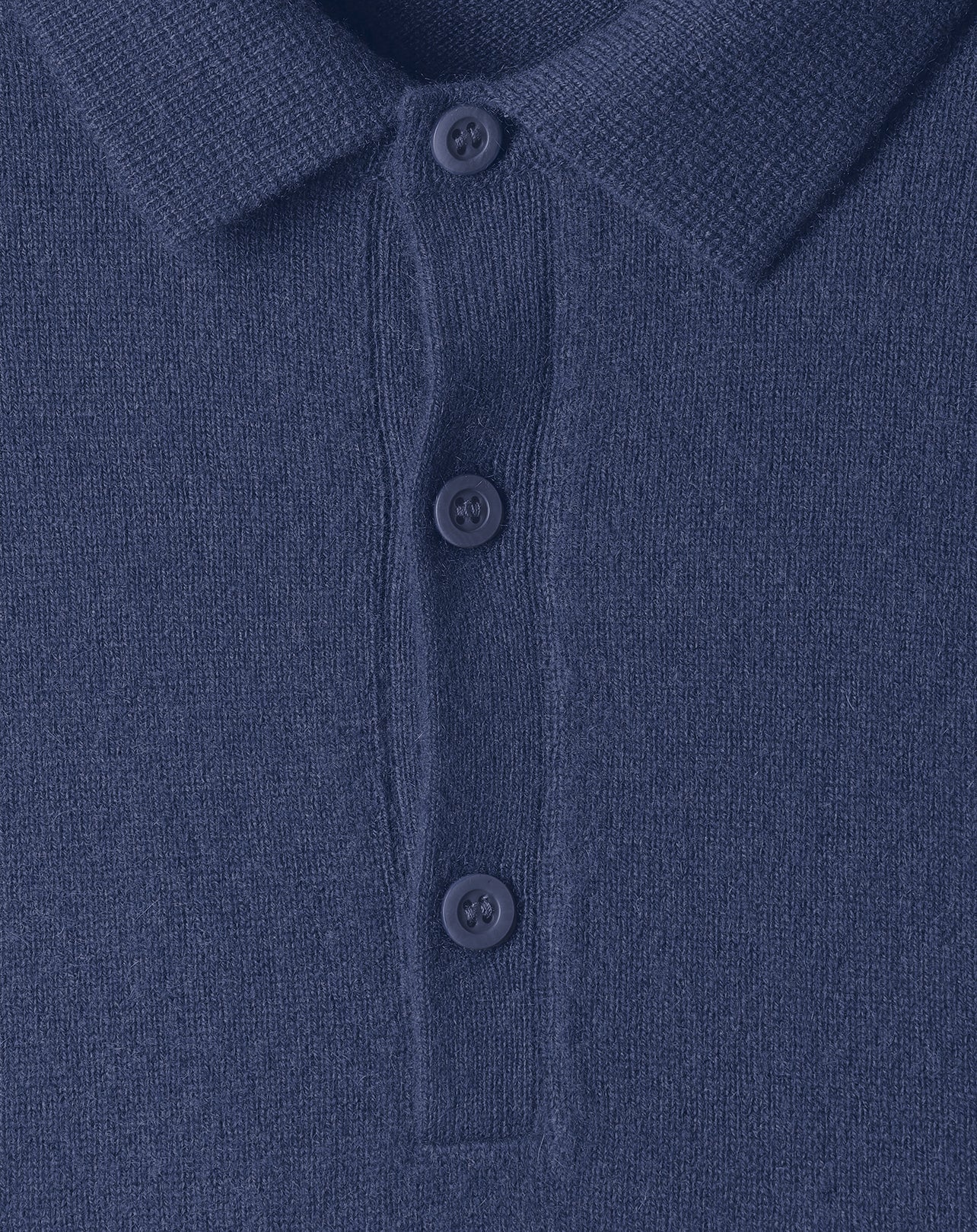 Polo 3 boutons en cachemire - Indigo