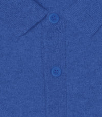 3-button cashmere polo shirt - Bleu Mousquetaire
