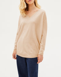 Oversized cashmere V-neck jumper - Sepia