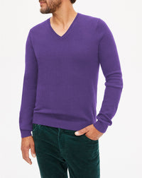 Fitted cashmere V-neck jumper - Crocus