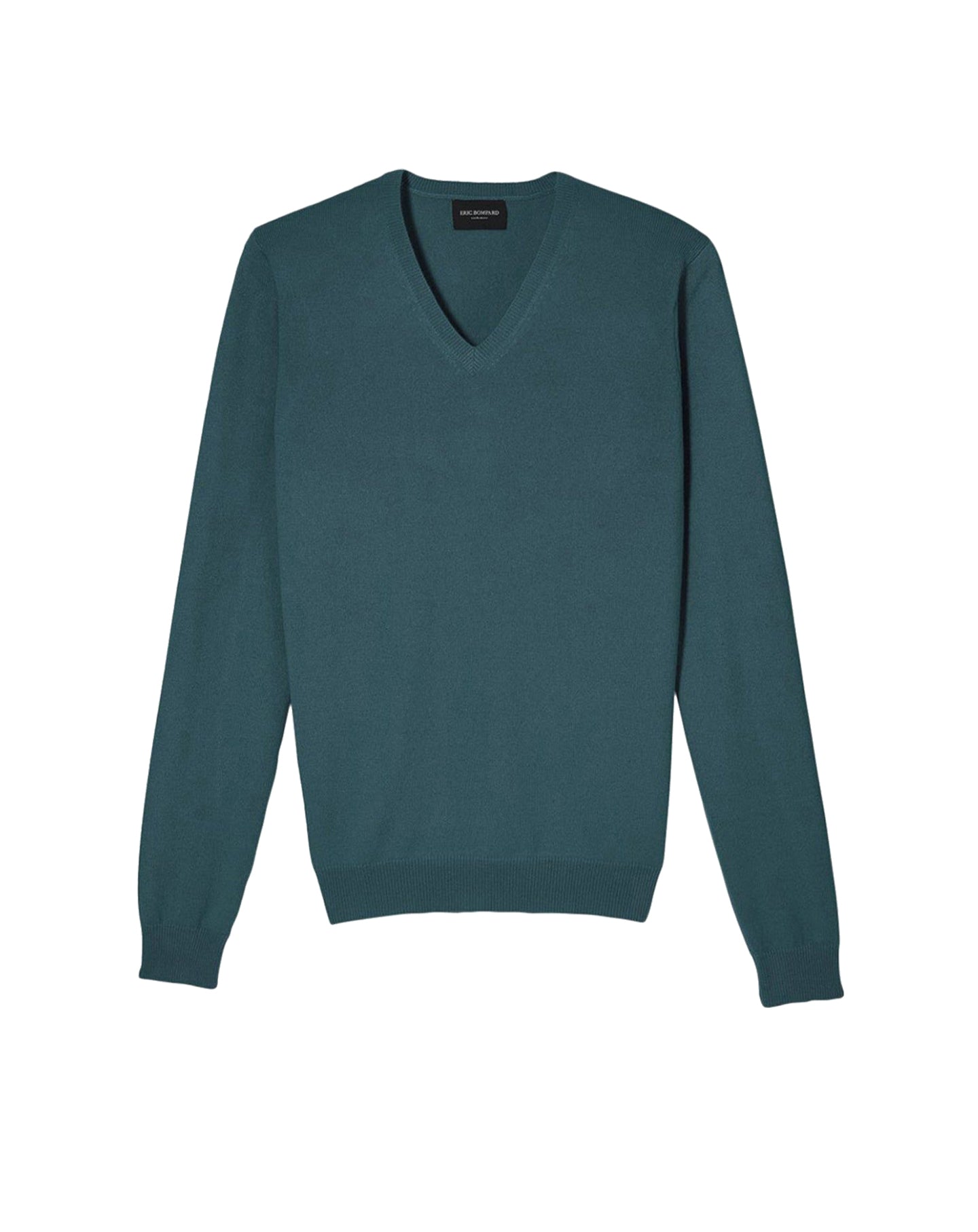 Pull à col V ajusté en cachemire - Bleu Cargo