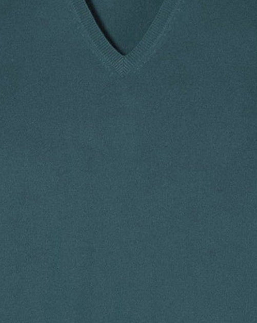 Pull à col V ajusté en cachemire - Bleu Cargo
