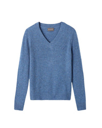 Cashmere V-neck jumper - Bleu Egée