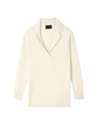 Notched and ribbed cashmere jumper - Natural