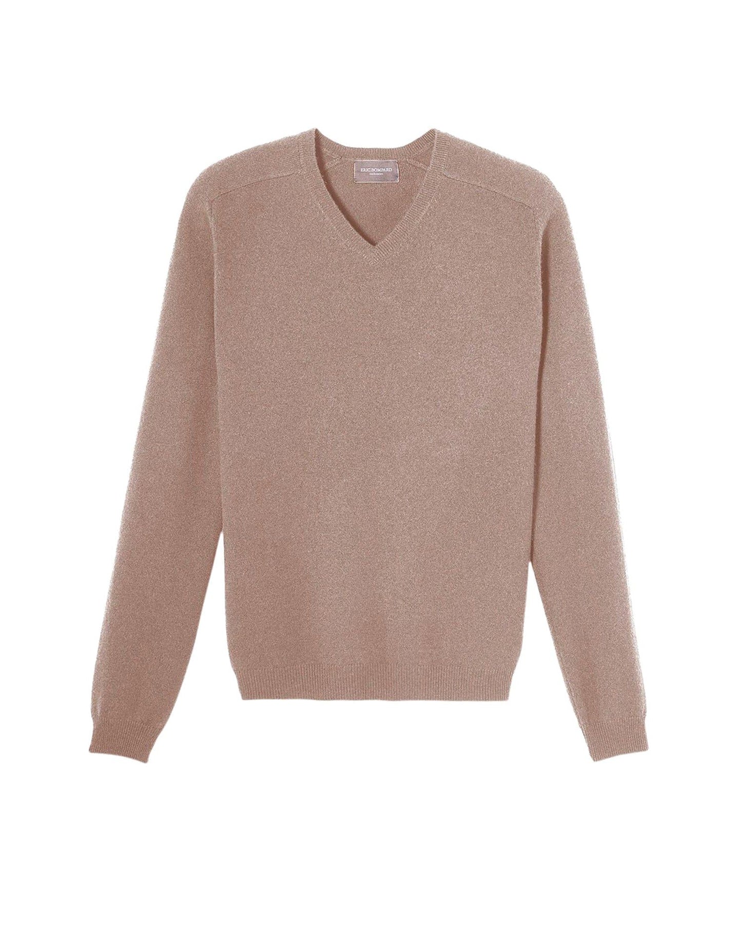 Cashmere hammer neck V-neck jumper - Desert