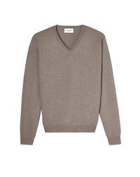 Fitted cashmere V-neck jumper - Desert