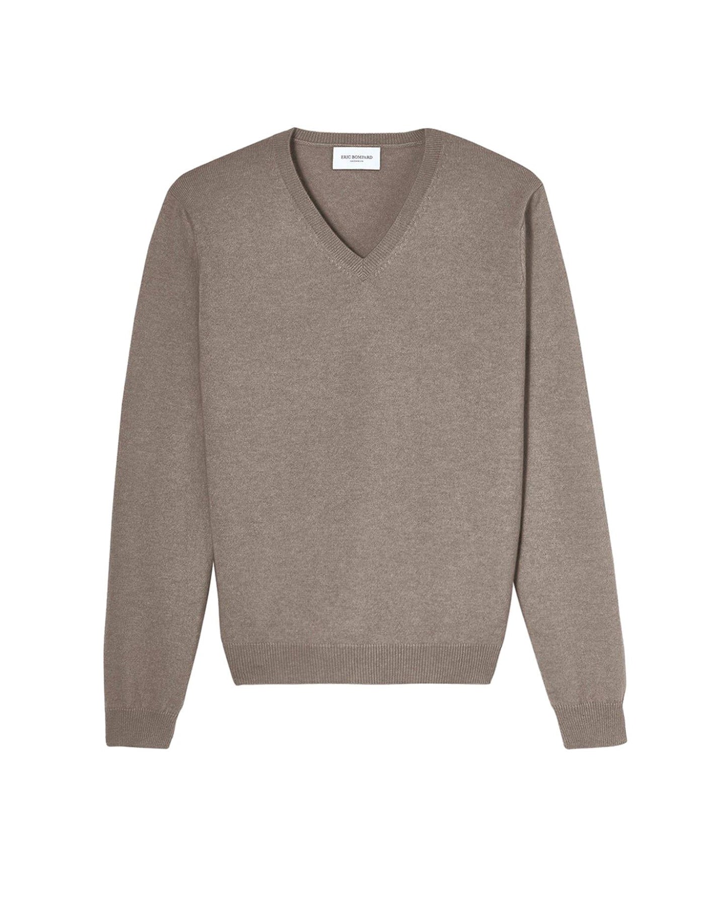 Fitted cashmere V-neck jumper - Desert