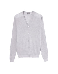 Ultra-fine cashmere V cardigan - Chalk grey