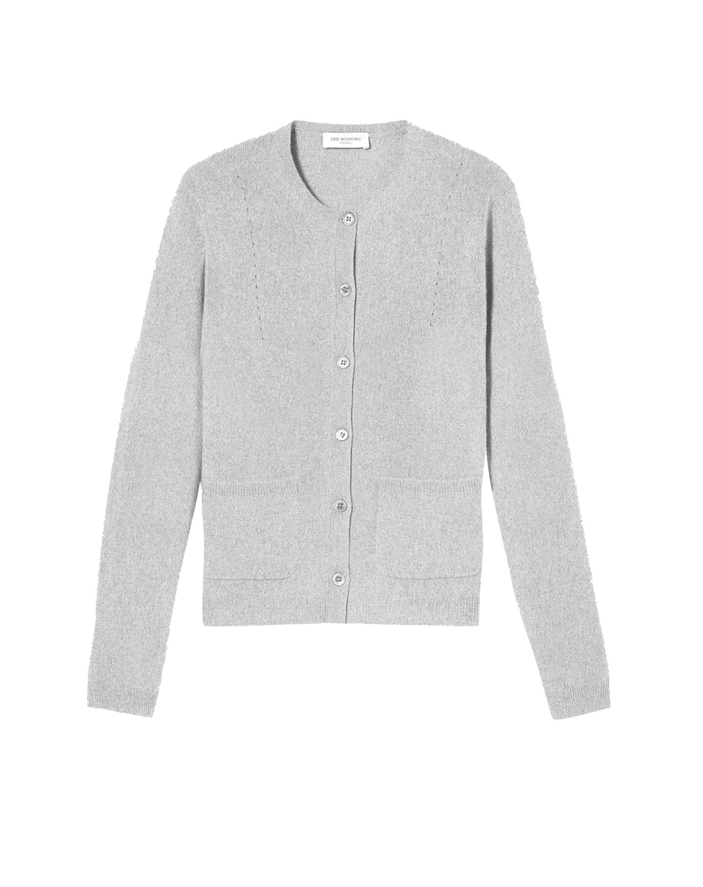Slim-fit cardigan with cashmere pockets - Givre