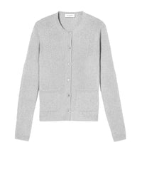 Slim-fit cardigan with cashmere and silk pockets - Givre