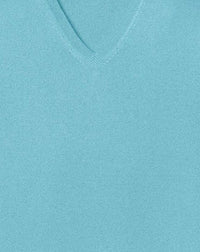 Pull à col V ajusté en cachemire - Bleu Uranus