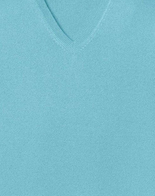 Pull à col V ajusté en cachemire - Bleu Uranus