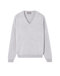 Cashmere V-neck jumper - Chalk grey