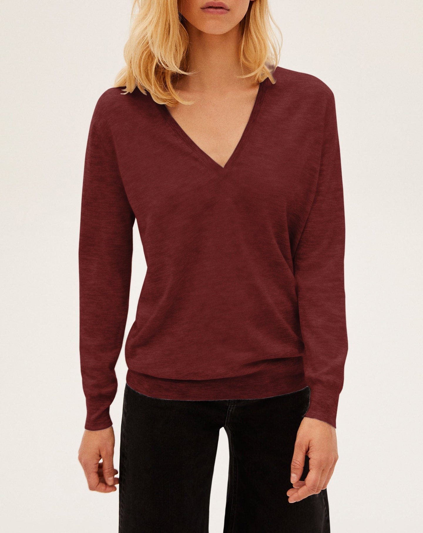 Ultra-fine cashmere oversized V-neck jumper - Graphite